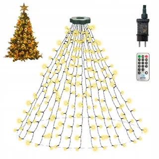 YEETEESY LED Lichtgordijn 350 LED 9 Strengen 3.5M Warmwit — miniatuur 9