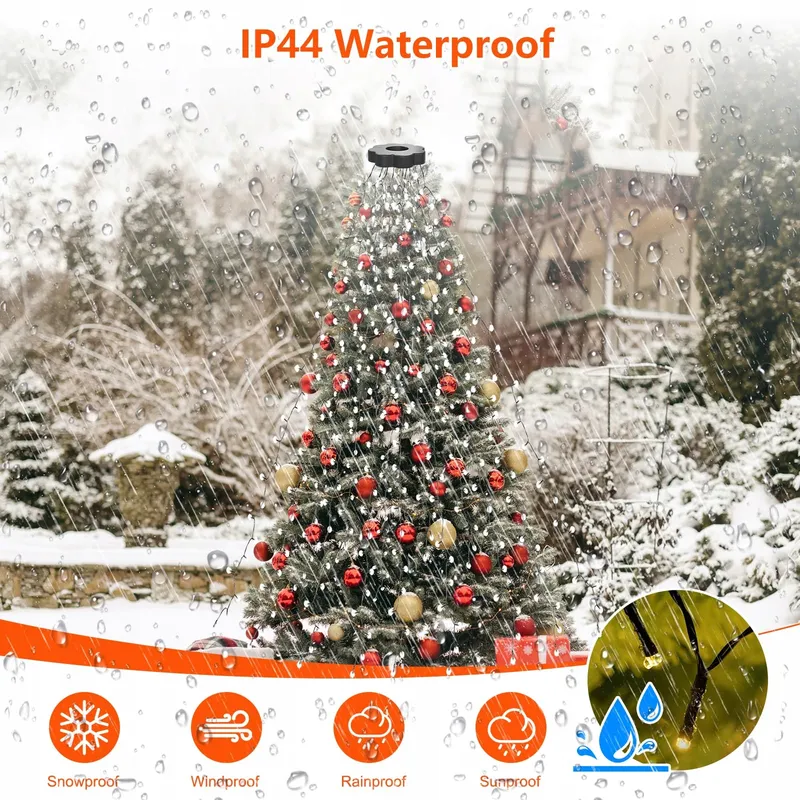 YEETEESY LED Lichtgordijn 350 LED 9 Strengen 3.5M Warmwit — foto 11