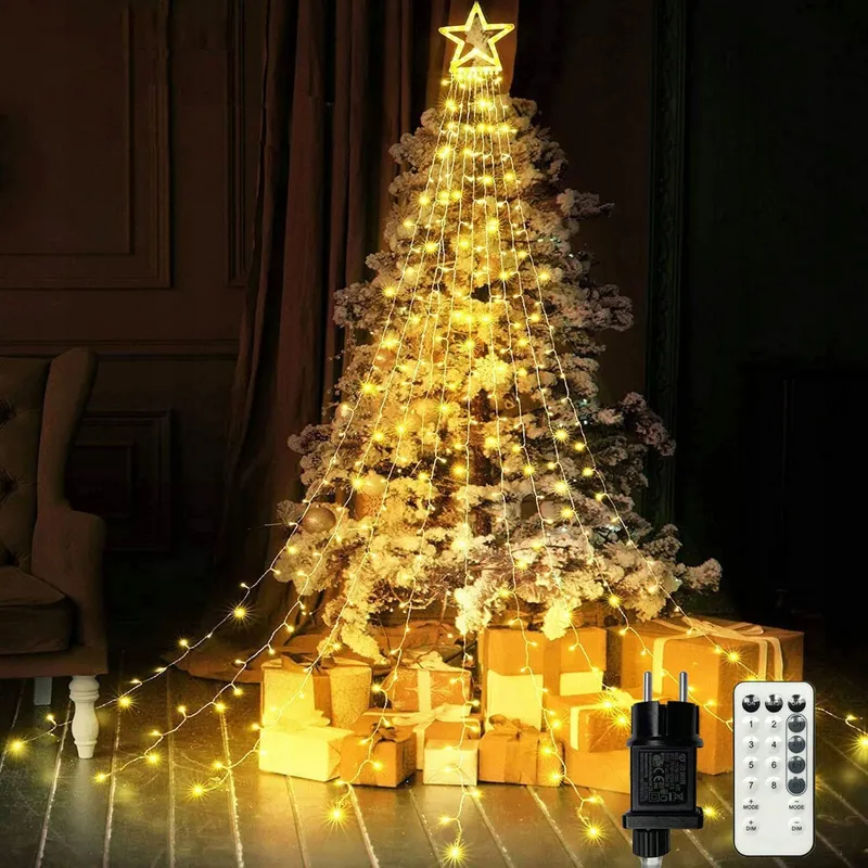 YEETEESY LED Lichtgordijn 350 LED 9 Strengen 3.5M Warmwit — foto 1