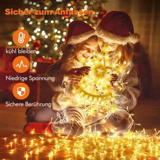 YEETEESY LED Lichtgordijn 350 LED 9 Strengen 3.5M Warmwit — miniatuur 4