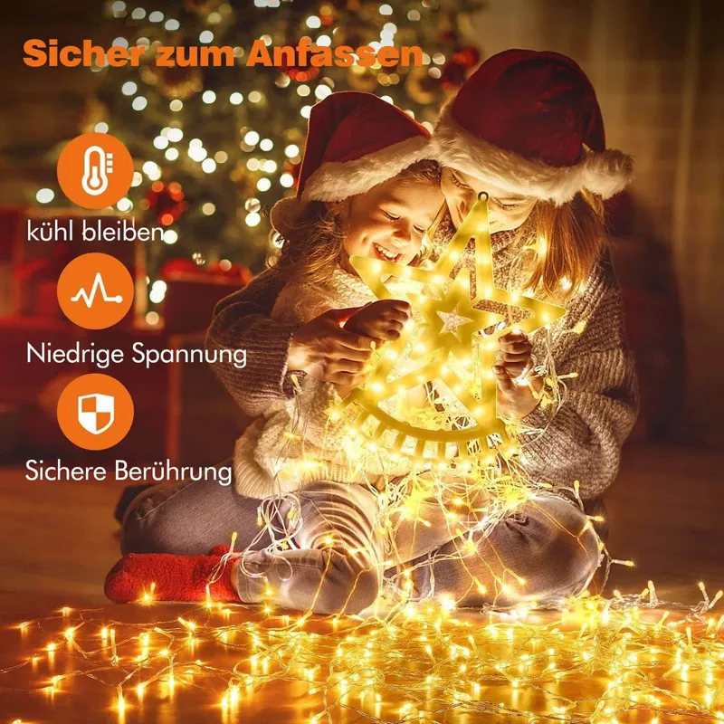 YEETEESY LED Lichtgordijn 350 LED 9 Strengen 3.5M Warmwit — foto 4