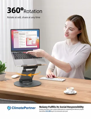 NULAXY Ergonomische Verstelbare Laptopstandaard tot 17 Inch 360° — miniatuur 3
