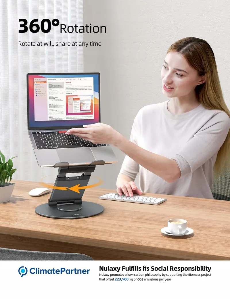 NULAXY Ergonomische Verstelbare Laptopstandaard tot 17 Inch 360° — foto 3