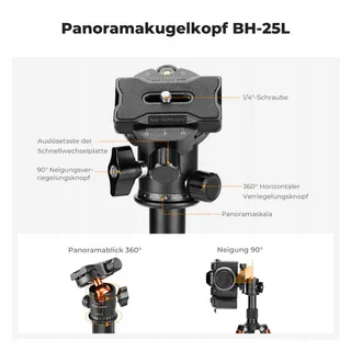 K&F CONCEPT Mini Statief 360° Kogelkop 6kg Canon Sony Nikon — miniatuur 6