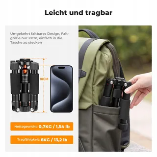 K&F CONCEPT Mini Statief 360° Kogelkop 6kg Canon Sony Nikon — miniatuur 2