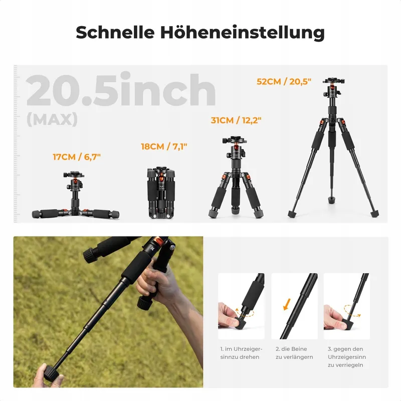 K&F CONCEPT Mini Statief 360° Kogelkop 6kg Canon Sony Nikon — foto 4