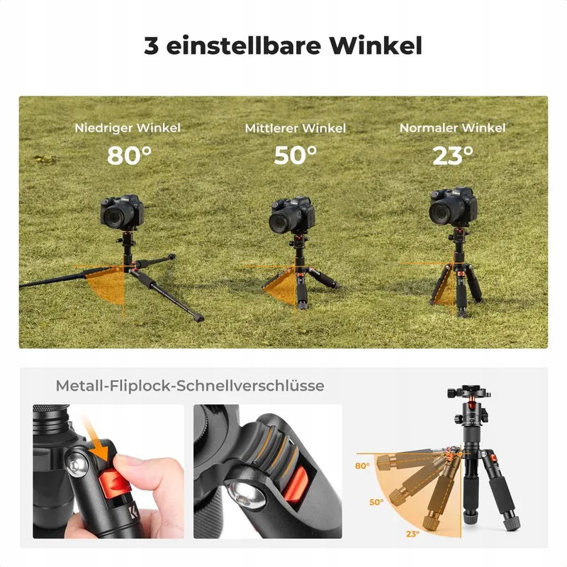 K&F CONCEPT Mini Statief 360° Kogelkop 6kg Canon Sony Nikon — foto 5