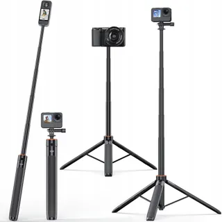 VRIG TP-21 Statief 140cm Licht Telescopisch Selfie Insta360 Actiecamera — miniatuur 1