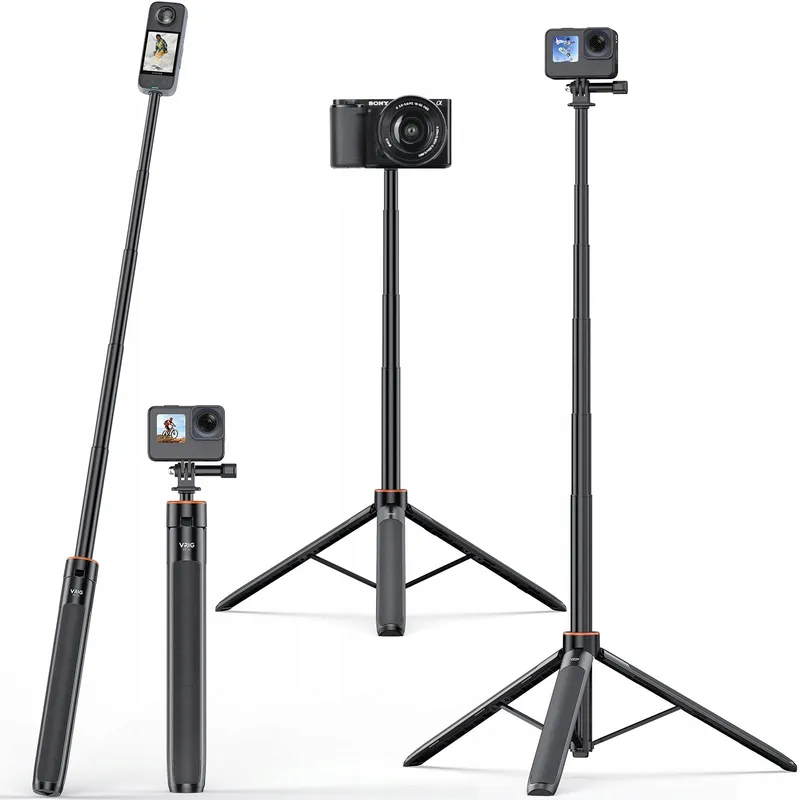 VRIG TP-21 Statief 140cm Licht Telescopisch Selfie Insta360 Actiecamera — foto 1