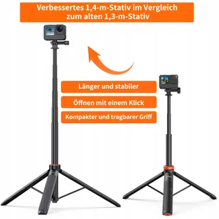 VRIG TP-21 Statief 140cm Licht Telescopisch Selfie Insta360 Actiecamera — miniatuur 5