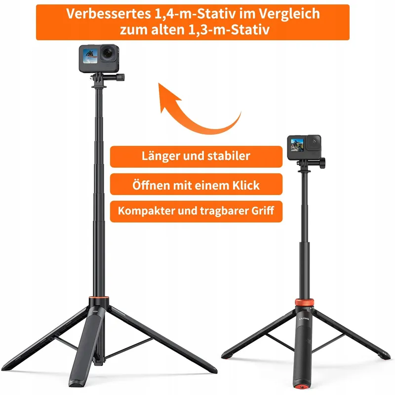 VRIG TP-21 Statief 140cm Licht Telescopisch Selfie Insta360 Actiecamera — foto 5