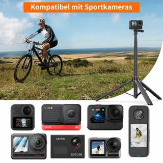 VRIG TP-21 Statief 140cm Licht Telescopisch Selfie Insta360 Actiecamera — miniatuur 6