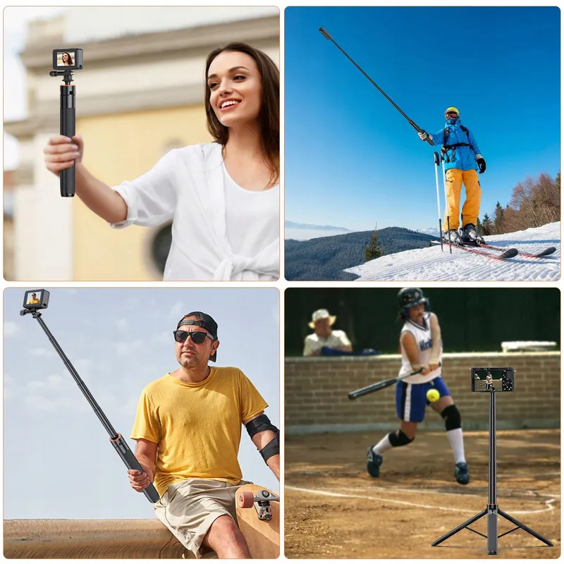 VRIG TP-21 Statief 140cm Licht Telescopisch Selfie Insta360 Actiecamera — foto 8
