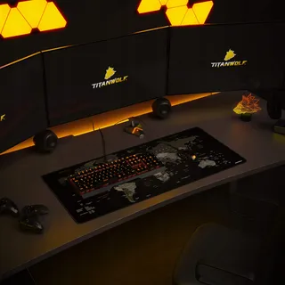 TITANWOLF XXL Gaming Muismat 900x400mm Wereldkaart Zwart — miniatuur 5