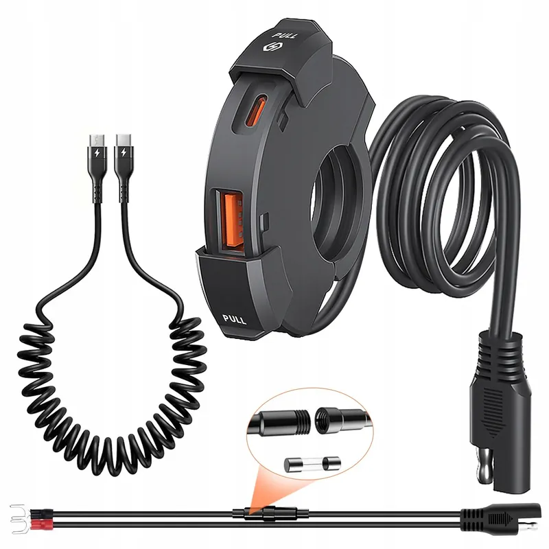 GIANTDEER Waterdichte Motorlader USB C QC3.0 48W 12V/24V — foto 1