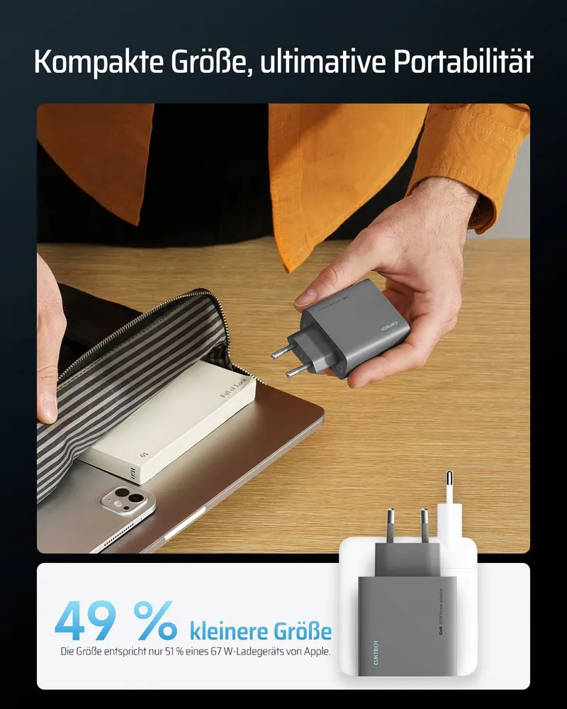CUKTECH USB C Lader 65W 3-Poorts Snelladen MacBook iPhone iPad — foto 4