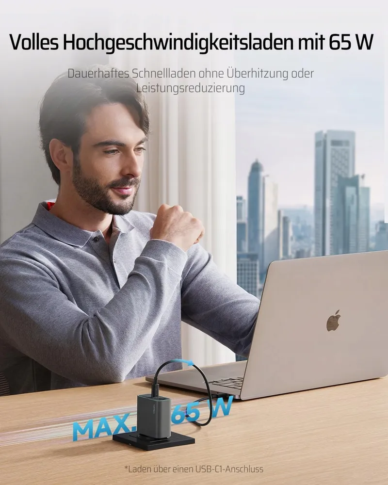 CUKTECH USB C Lader 65W 3-Poorts Snelladen MacBook iPhone iPad — foto 2
