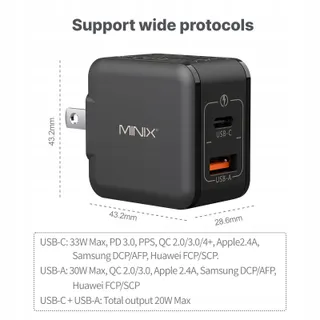 MINIX NEO P1 Mini 33W GaN Oplader USB-C USB-A — miniatuur 2