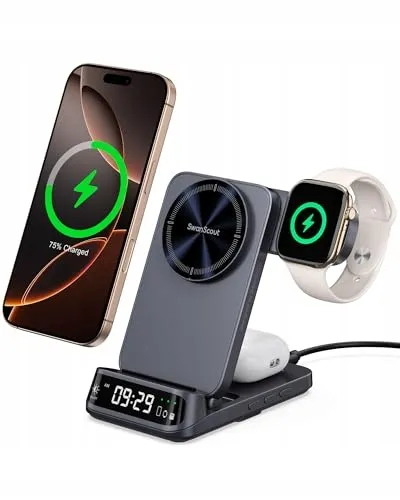 SWANSCOUT 708M Inductief Laadstation 3-in-1 Apple Watch iPhone MagSafe — foto 1