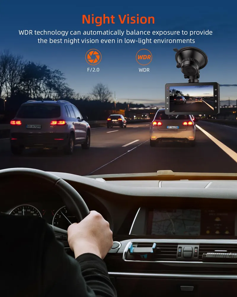 VORNE Dashcam 1080P FHD Nachtzicht 176 3 Inch IPS Scherm — foto 4