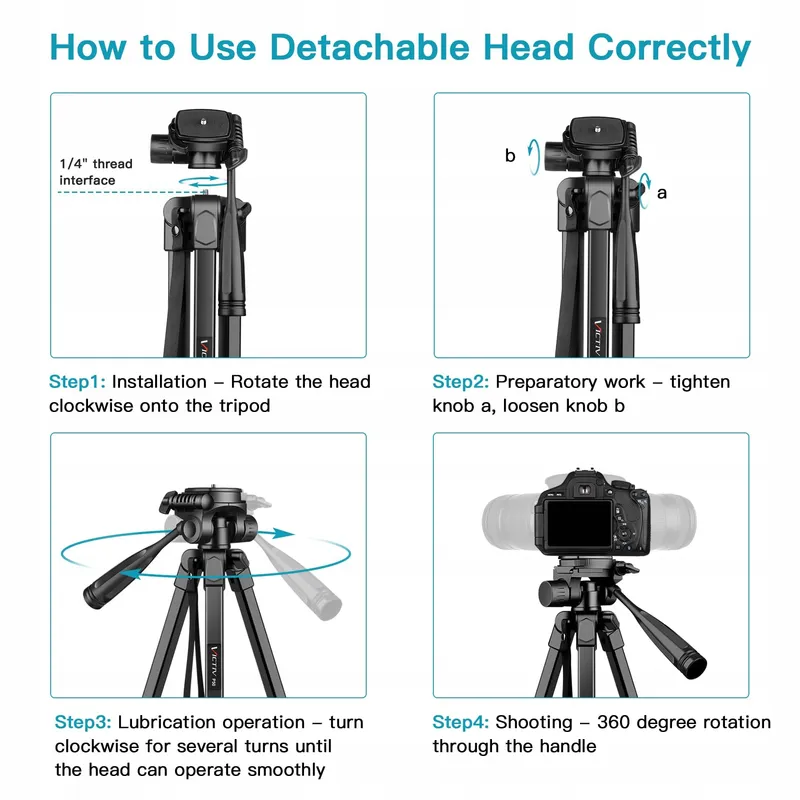 VICTIV Camerastatief Telefoon 172cm Aluminium DSLR iPhone Sony — foto 7