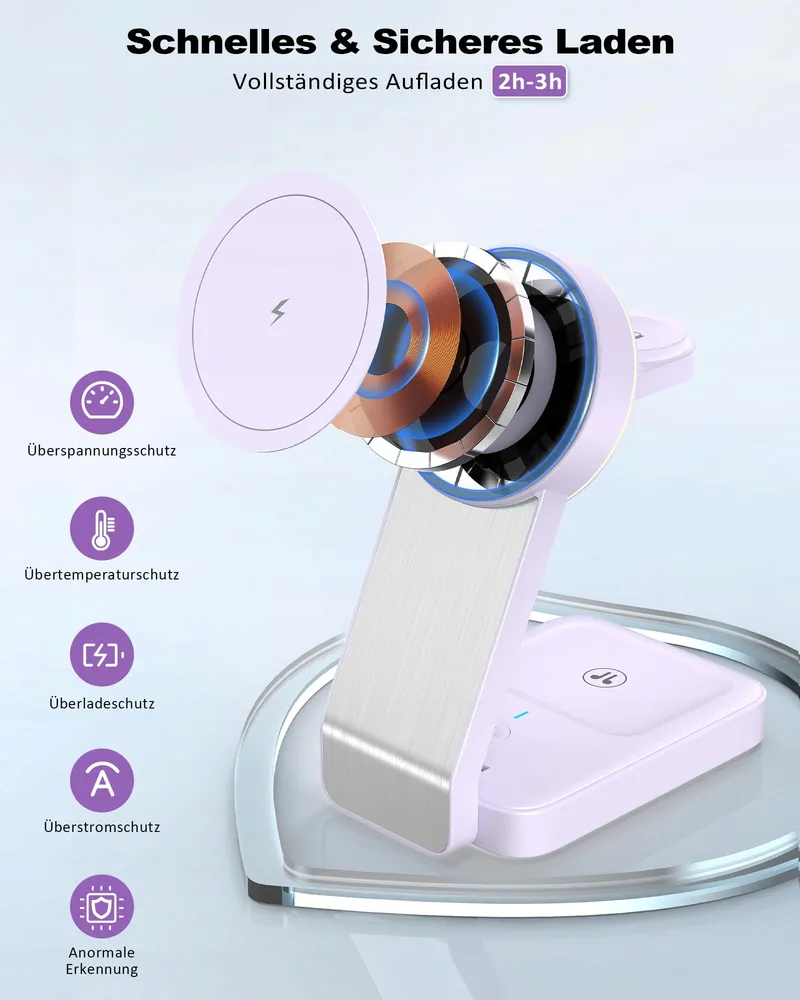 ADADPU Opvouwbare Draadloze Oplader 3-in-1 iPhone Apple Watch — foto 7