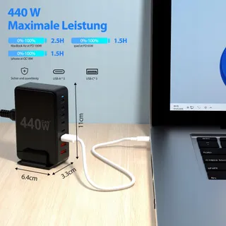 BOTEWO USB C Oplader 440W Snellader PD QC3.0 Apparaten — miniatuur 3