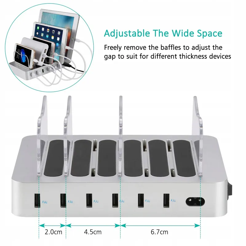 PRITEK USB Oplaadstation 6 Poorten voor Telefoons Tablets en MP4 — foto 6