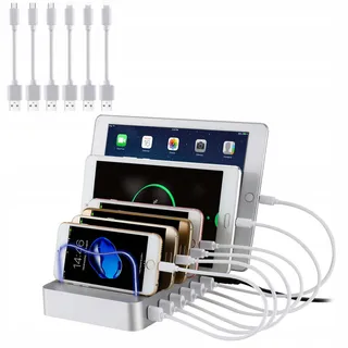 PRITEK USB Oplaadstation 6 Poorten voor Telefoons Tablets en MP4 — miniatuur 1