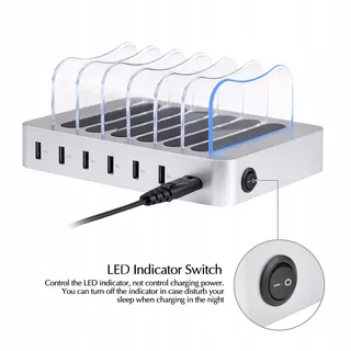 PRITEK USB Oplaadstation 6 Poorten voor Telefoons Tablets en MP4 — miniatuur 3