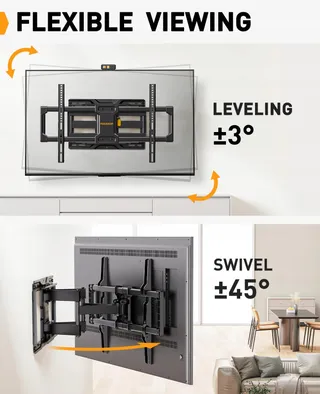 PERLEGEAR TV Wandbeugel 42-84" Zwenkbaar Max 60kg VESA 600x400 — miniatuur 3