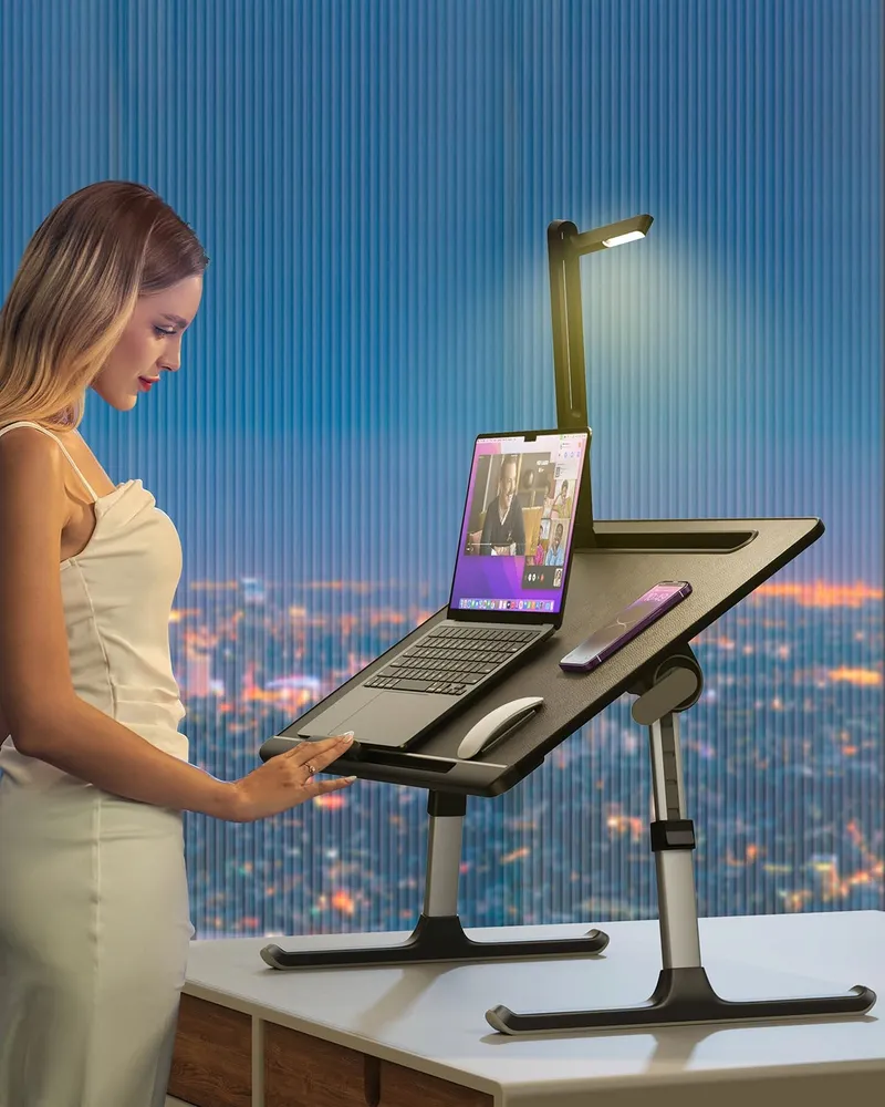 SAIJI Laptoptafel LED Lamp Verstelbaar met Plank — foto 9