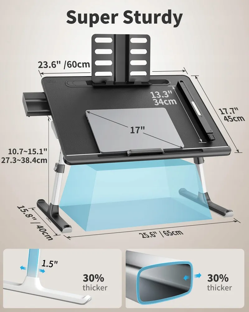 SAIJI Laptoptafel LED Lamp Verstelbaar met Plank — foto 7