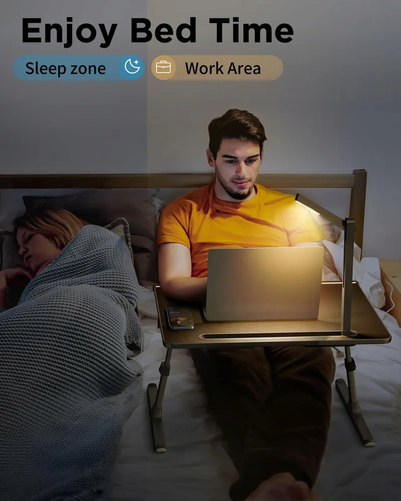 SAIJI Laptoptafel LED Lamp Verstelbaar met Plank — foto 5