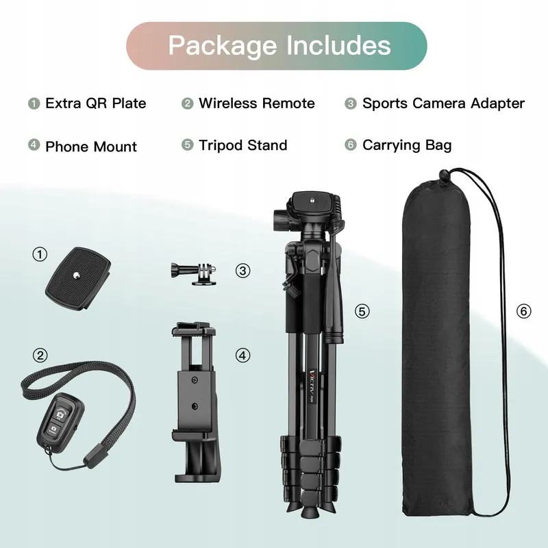 VICTIV 2025 Camerastatief 172cm Aluminium DSLR iPhone — foto 7
