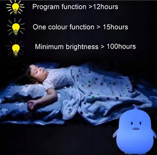 GLINRUI Nachtlampje Siliconen Pinguin 9 Kleuren Voor Kinderen Slaapkamer — miniatuur 5