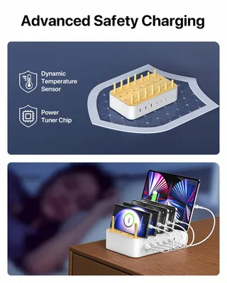 VISIONSYNC Bamboe Oplaadstation USB C 60W 6 Poorten Wit — miniatuur 6