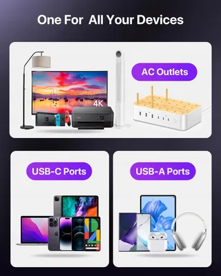 VISIONSYNC Bamboe Oplaadstation USB C 60W 6 Poorten Wit — miniatuur 8