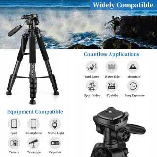 JOILCAN Camerastatief 187cm Aluminium Met Kop En Telefoonhouder — miniatuur 3