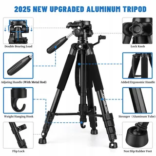 JOILCAN Camerastatief 187cm Aluminium Met Kop En Telefoonhouder — miniatuur 6
