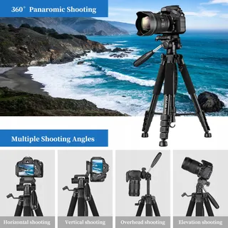 JOILCAN Camerastatief 187cm Aluminium Met Kop En Telefoonhouder — miniatuur 4