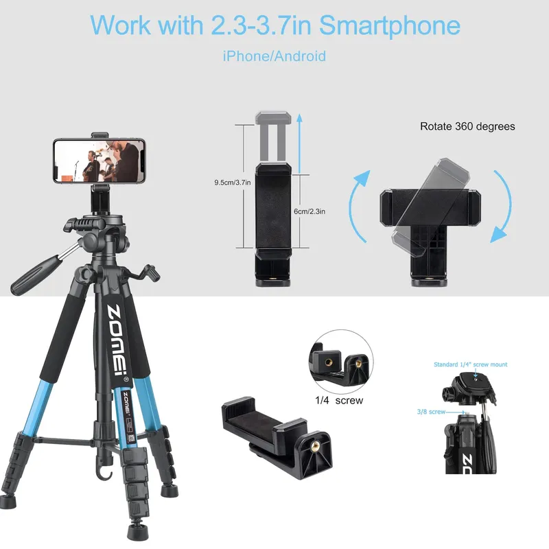 ZOMEI Professioneel Statief 188cm Camera Telefoon Projector — foto 7