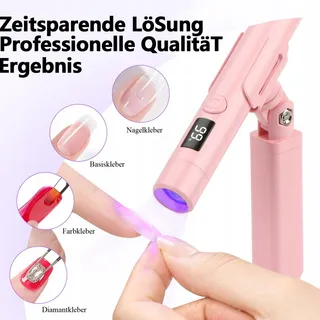Mini UV LED Nagellamp voor Gel Lak en Stempels Roze — miniatuur 2