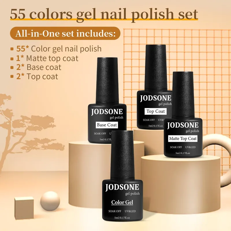 JODSONE UV Gellakset 60 Stuks Base en Top voor Hybride Nagels — foto 2