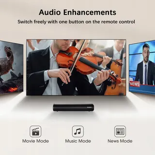 Bluetooth Compacte Soundbar voor TV PC met Afstandsbediening 3 EQ — miniatuur 2