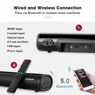 Bluetooth Compacte Soundbar voor TV PC met Afstandsbediening 3 EQ — miniatuur 9