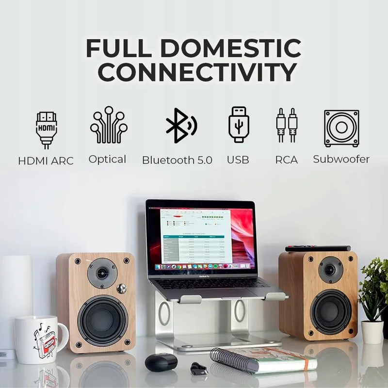VULKKANO A4 ARC Actieve Speakers Bluetooth 5.0 HDMI USB Zwart — foto 3