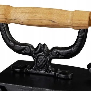 RELAXDAYS Decoratief Strijkijzer Antiek Gietijzer Houten Greep Zwart — miniatuur 8