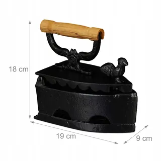 RELAXDAYS Decoratief Strijkijzer Antiek Gietijzer Houten Greep Zwart — miniatuur 4