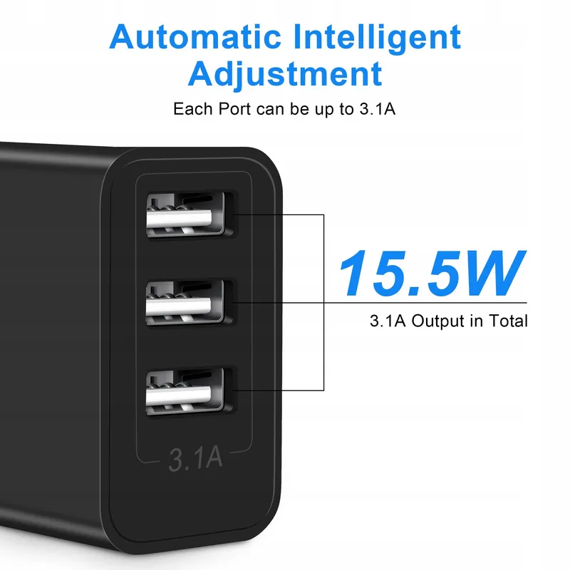 ARCCRA USB Oplader 15W 3-Poorts Adapter Android — foto 2